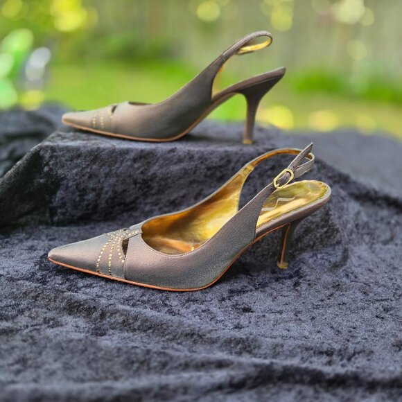Nina Ireland GS, Bronze Glimmer Slingback Pumps - Picture 5 of 11